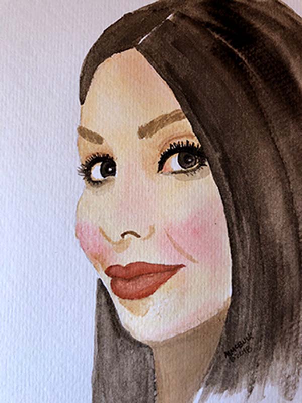 Watercolor Portrait Closeup