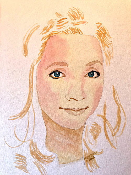 Watercolor Portrait on Bee Paper