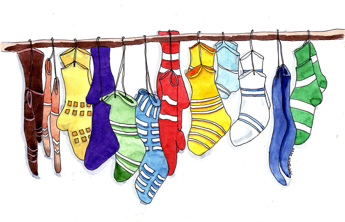 Socks & Mittens Ink and Watercolor